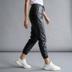 Women's Black Leather Jogger Pants