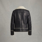 Women's Black Shearling Aviator Leather Jacket