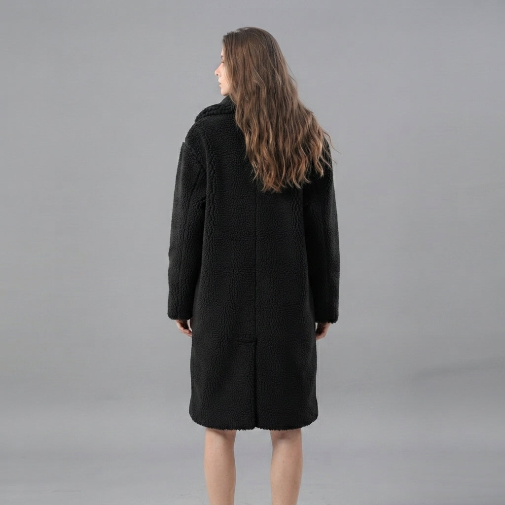 Women's Black Teddy Bear Fur Coat