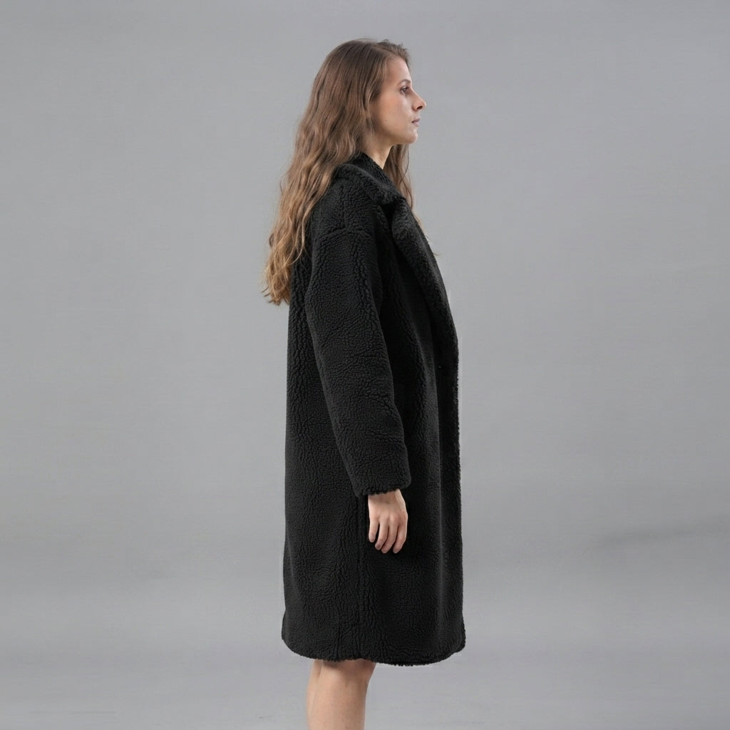 Women's Black Teddy Bear Fur Coat