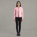 Women's Blush Pink Collarless Leather Jacket