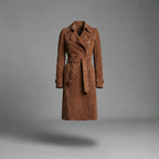 Women's Suede Trench Coat | Double-Breasted Brown Outerwear