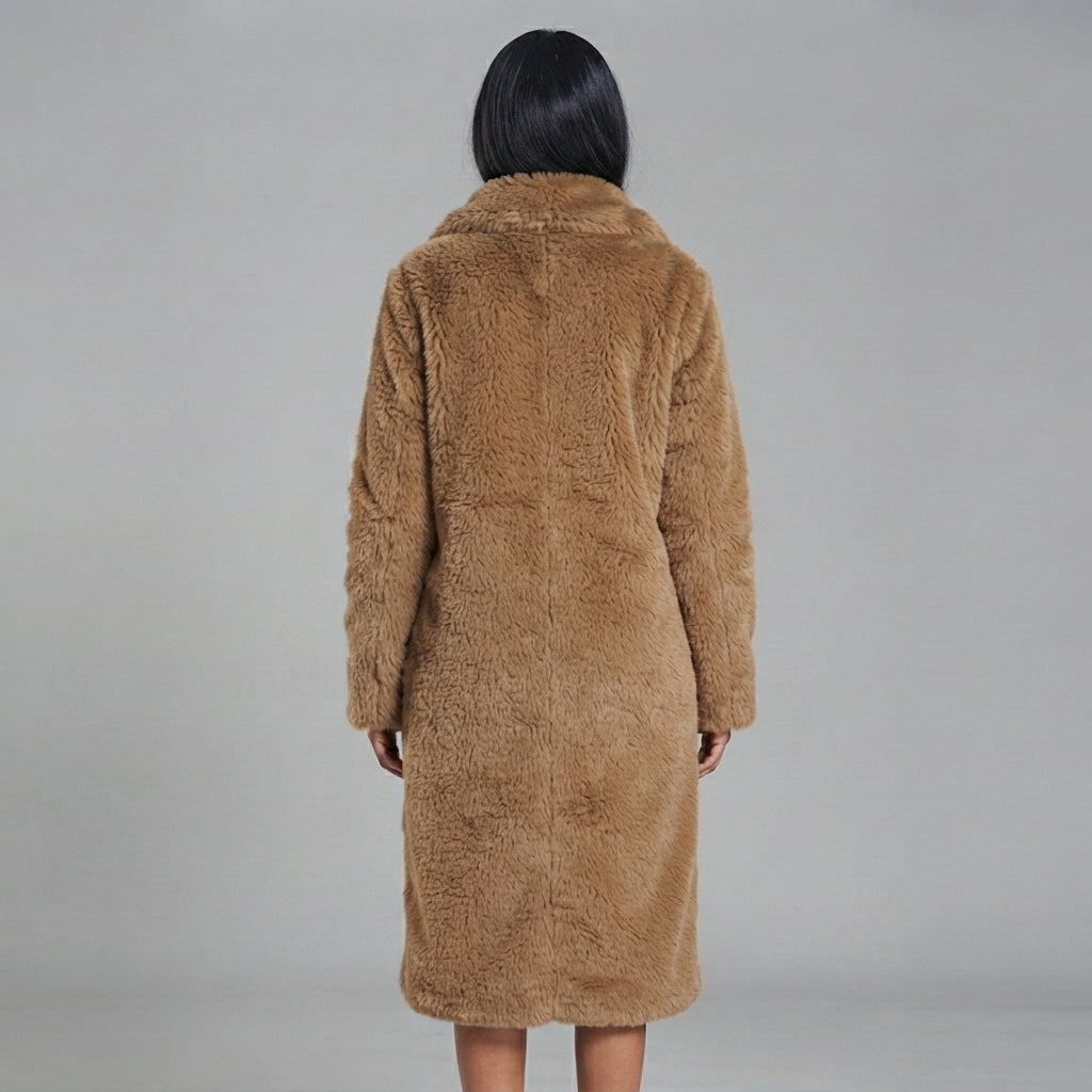 Women's Camel Long Fur Coat
