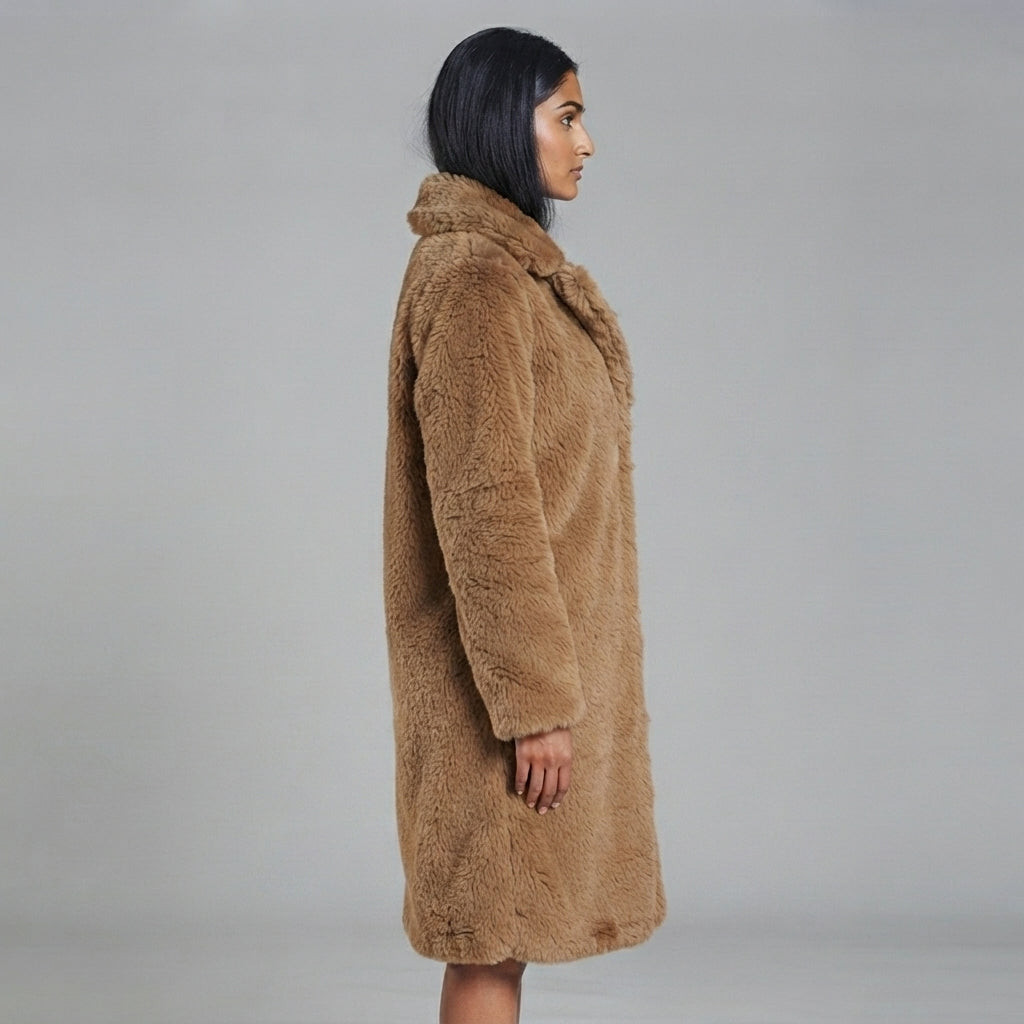 Women's Camel Long Fur Coat