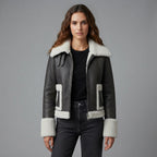 Women's Charcoal Shearling Aviator Jacket
