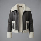 Women's Charcoal Shearling Aviator Jacket
