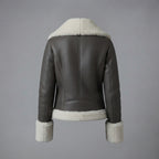 Women's Charcoal Shearling Aviator Jacket