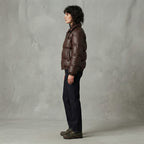 Women's Dark Brown Quilted Leather Puffer Jacket