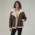 Women's Dark Brown Shearling Aviator Jacket