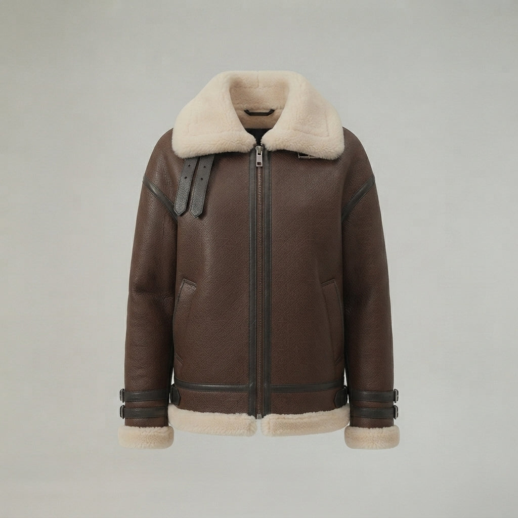 Women's Dark Brown Shearling Aviator Jacket
