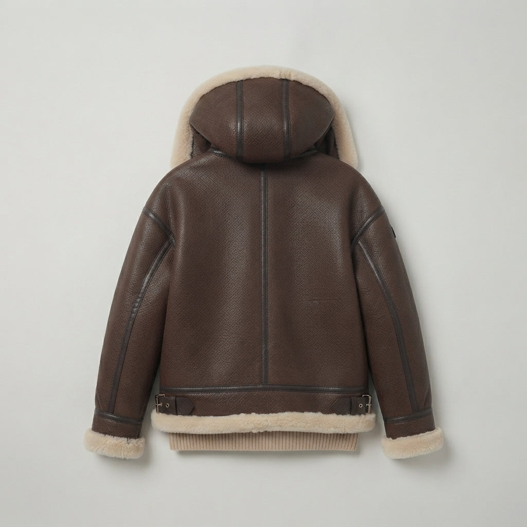 Women's Dark Brown Shearling Aviator Jacket