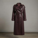 Women's Deep Plum Leather Trench Coat
