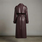 Women's Deep Plum Leather Trench Coat