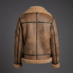 Women's Brown Distressed Shearling Aviator Jacket