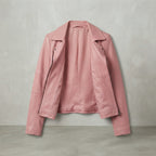 Women's Dusty Pink Classic Leather Biker Jacket