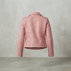 Women's Dusty Pink Classic Leather Biker Jacket