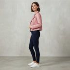 Women's Dusty Pink Classic Leather Biker Jacket