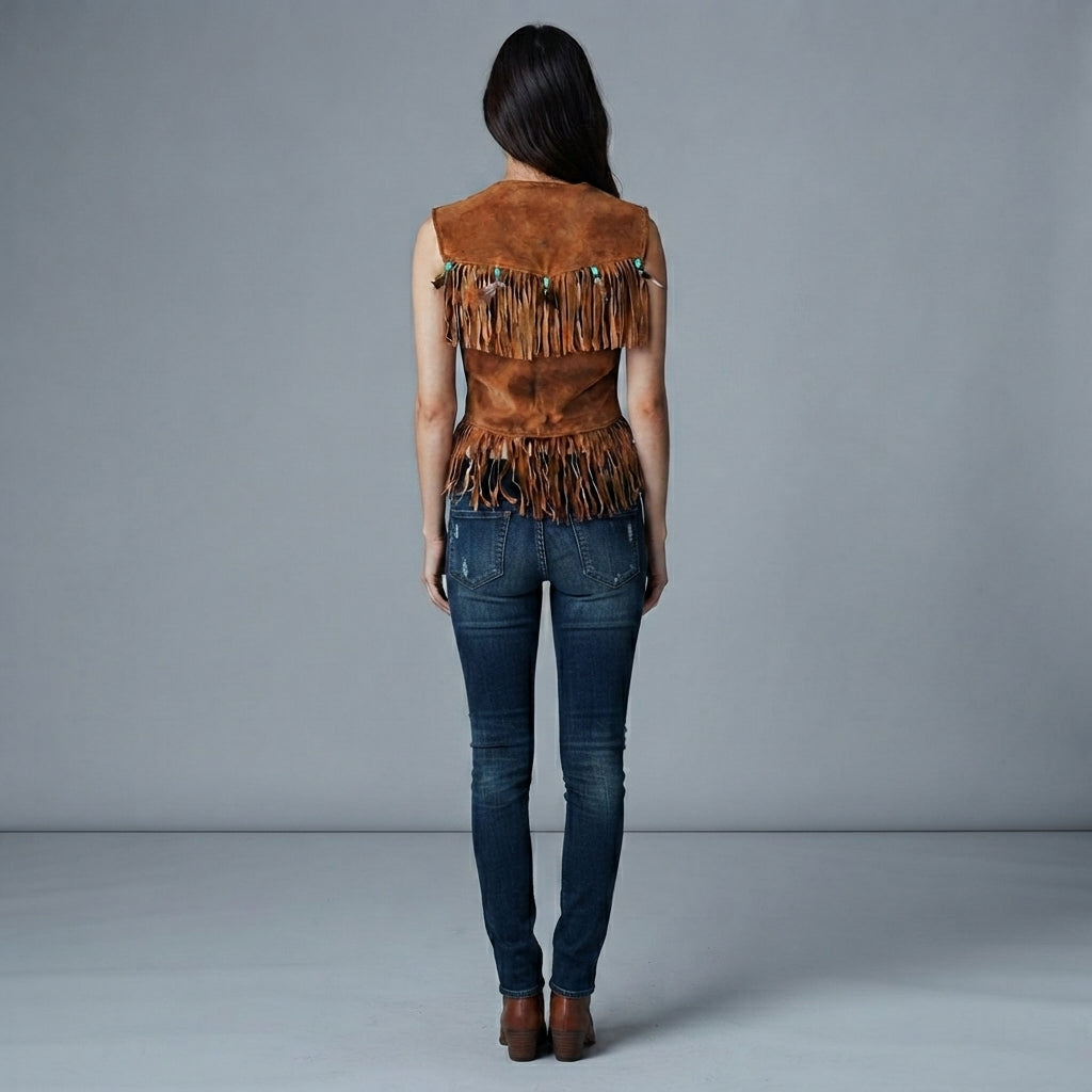 Women's Fringed Suede Western Vest