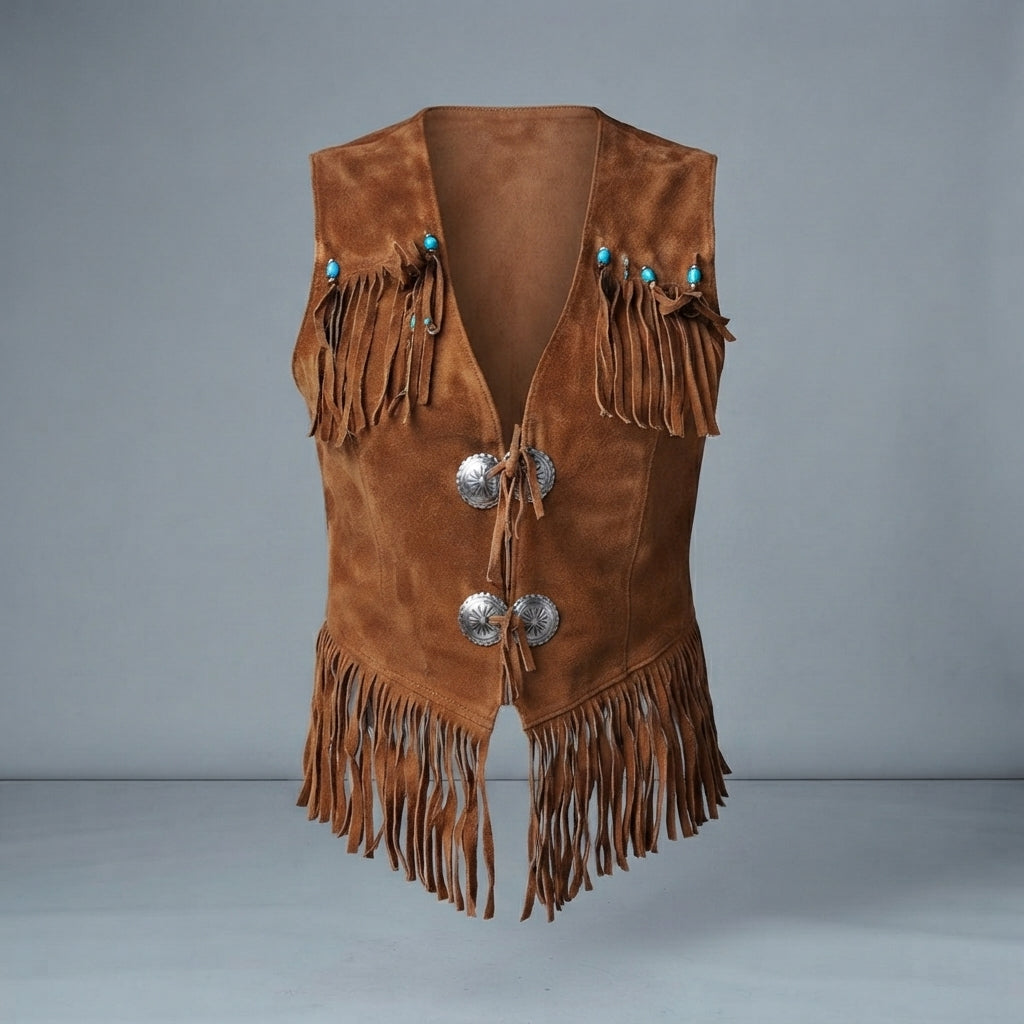 Women's Fringed Suede Western Vest