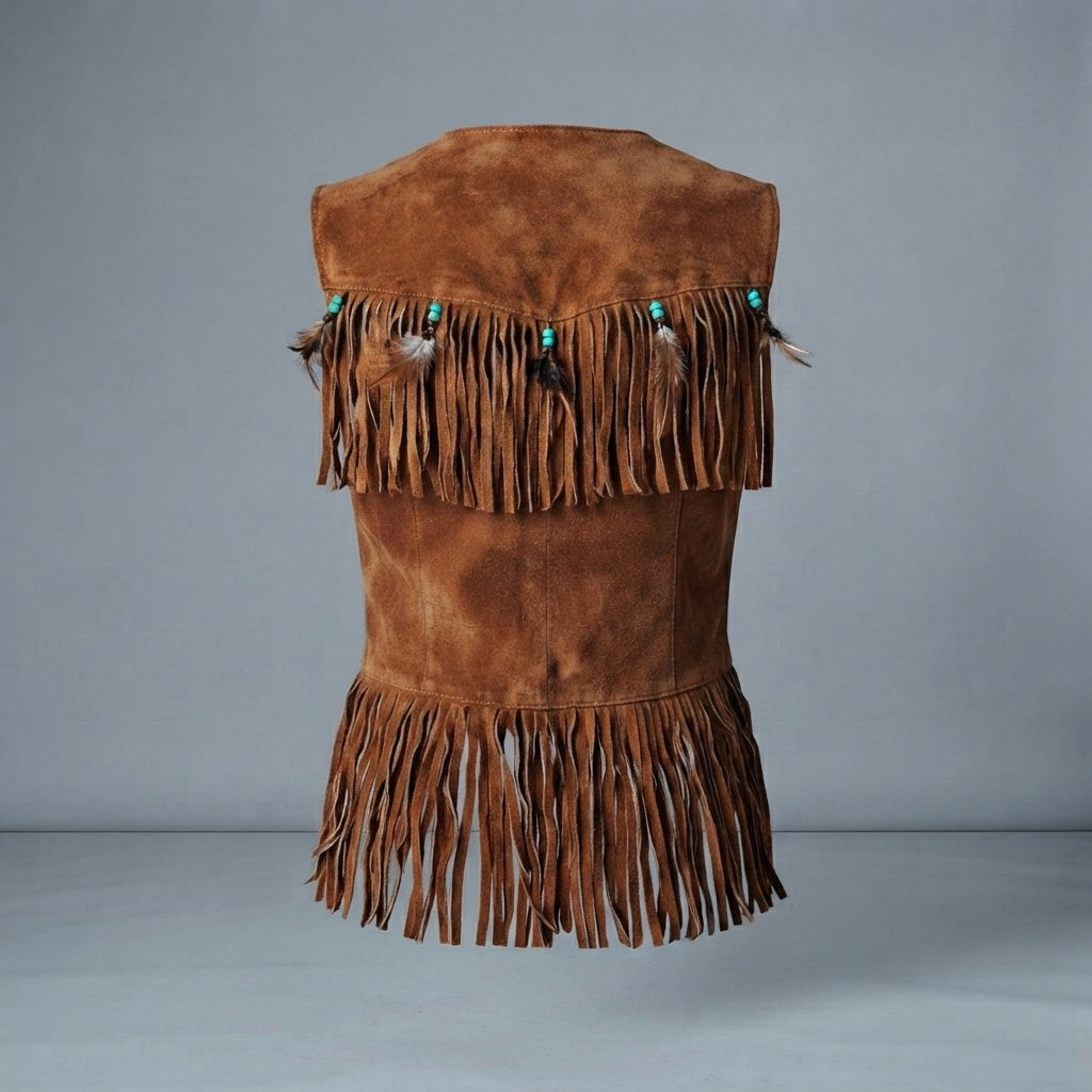 Women's Fringed Suede Western Vest