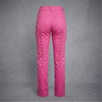 Women's Hot Pink Lace-Up Leather Pants