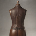 Women's Dark Brown Lace-Up Leather Vest