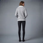 Women's Light Grey Suede Shearling Biker Jacket
