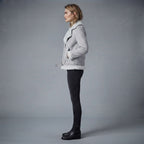 Women's Light Grey Suede Shearling Biker Jacket