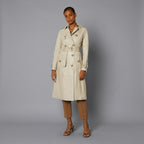 Women's Cream Leather Trench Coat