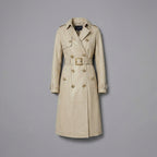 Women's Cream Leather Trench Coat