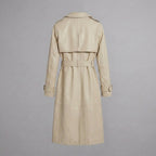 Women's Cream Leather Trench Coat