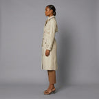 Women's Cream Leather Trench Coat