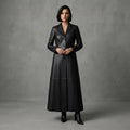 Women's Single-Breasted Genuine Leather Trench Coat