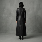 Women's Single-Breasted Genuine Leather Trench Coat