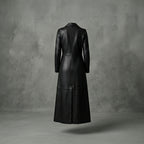 Women's Single-Breasted Genuine Leather Trench Coat