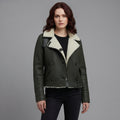 Women's Olive Shearling Double-Breasted Jacket
