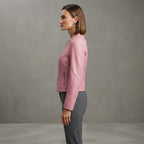 Women's Pink Quilted-Shoulder Collarless Leather Jacket