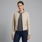 Women's Beige Quilted Leather Jacket