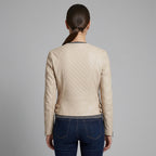 Women's Beige Quilted Leather Jacket