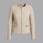 Women's Beige Quilted Leather Jacket