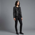 Women's Black Quilted Leather Biker Jacket