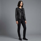 Women's Black Quilted Leather Biker Jacket