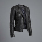 Women's Black Quilted Leather Biker Jacket