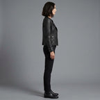 Women's Black Quilted Leather Biker Jacket