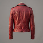 Women's Red Leather Biker Jacket