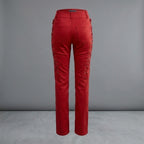 Women's Red Lace-Up Leather Pants
