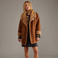 Women's Tan Suede Shearling Coat