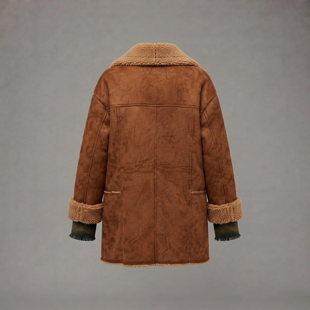 Women's Tan Suede Shearling Coat