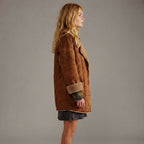 Women's Tan Suede Shearling Coat