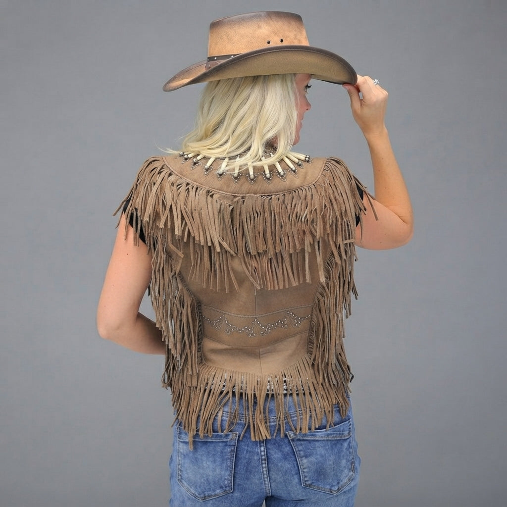 Women's Western Suede Fringe Vest